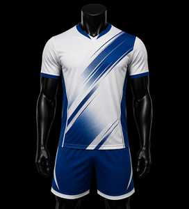 Men's White Blue Gradient Soccer Jersey Short Sleeve Moisture Wicking Athletic Fit Sublimated Print All Seasons Apparel - Product Image 2