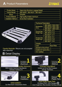 Porte-bagages de toit robuste en aluminium, panier de toit, porte-bagages de toit pour bagages - Product Image 3