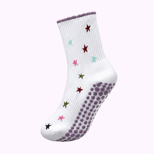 OEM ODM High Quality Ruffled Edge Crew Pilates <b>Socks</b> Multicolor Stars Jacquard Professional Non Slip <b>Silicone</b> Grip - Product Image 1