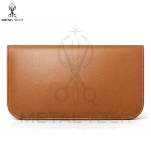 Kit d'outils pour extensions capillaires personnalisables avec pochette en cuir beige, pinces à micro-perles, ciseaux, peigne à queue et aiguille de tirage - Product Image 6
