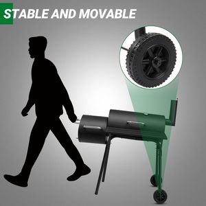 Grande capacità 44*25*44 pollici doppio forno griglia a carbone all'aperto campeggio Picnic nero acciaio inox BBQ camino verniciato - Product Image 3
