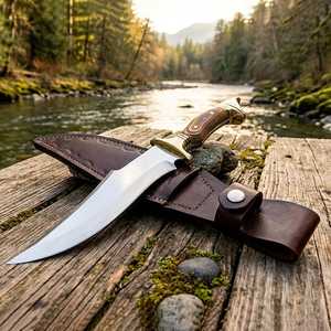 Cuchillos de caza de acero D2 hechos a mano, personalizados, de primera calidad, con mango de madera, para exteriores, de grado industrial, para acampar y supervivencia, con funda. - Product Image 4