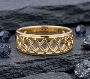 DIVYORO MODERN LINK GOLD RING สำหรับผู้หญิง ชุบทอง 22K สไตล์คลาสสิก - Product Image 4
