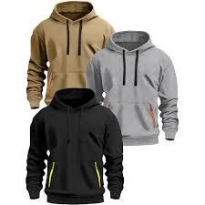 Sudadera con capucha para hombre, cálida y gruesa, con cordón de contraste, bolsillo canguro, resistente al viento, cómoda y básica para el invierno. - Product Image 2