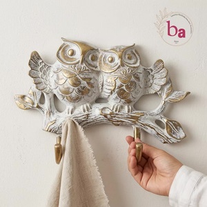 Ba Vintage Owl Adjustable Eco-Friendly Self-Adhesive Wall <b>Hook</b> Metal Handmade Double <b>Hook</b> Cartoon Animal Design Wall Mounted - Product Image 1