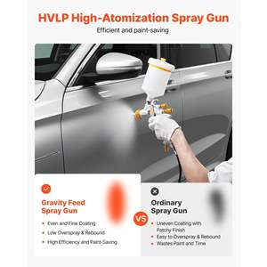 HVLP <b>Air</b> <b>Spray</b> <b>Gun</b> Gravity Feed 600ml Auto Paint Sprayer 3 Nozzles (1.3/1.4/1.7mm) 3-in-1 1.3/1.4/1.7mm Automotive Primers Clear - Product Image 2