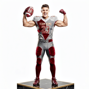 Uniforme de football américain de qualité supérieure, combinaison bordeaux et argent, nom et numéro d'équipe personnalisés, 100% polyester respirant, unisexe - Product Image 5