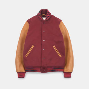 Chaqueta Universitaria de Lana Blanca y Negra con Mangas de Cuero, Chaqueta Clásica Estilo Bomber para Hombre y Mujer - Product Image 2