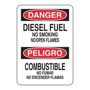 Panneau de signalisation bilingue de danger de carburant diesel - Imprimé UV sur PVC/Aluminium pour la sécurité intérieure et extérieure - Product Image 2