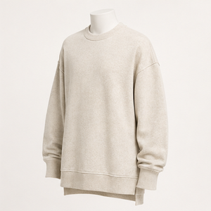 Sudadera Personalizada de Algodón Texturizado para Hombre, Modelo Oversized Longline Wide Rib Crewneck Pullover, MCRW-0046 - Product Image 4