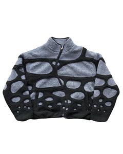 Veste d'hiver épaisse réversible en polaire sherpa noire vieillie, imprimé animal, personnalisable OEM, unisexe - Product Image 1