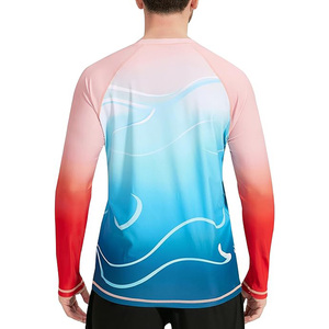 เสื้อแรชการ์ดแขนยาวสำหรับผู้ชาย SHAN ลายพิมพ์ซับลิเมชั่นลายคลื่น ป้องกันรังสียูวี เสื้อว่ายน้ำแขนยาว ผลิตจากโพลีเอสเตอร์ - Product Image 6