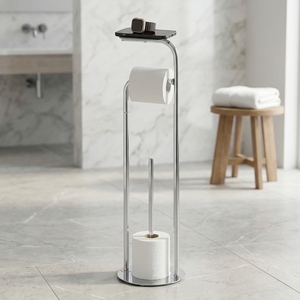 Support de rouleau de papier toilette sur pied pour salle de bain, mobilier de rangement domestique, vente OEM, fabricant d'accessoires de salle de bain - Product Image 1