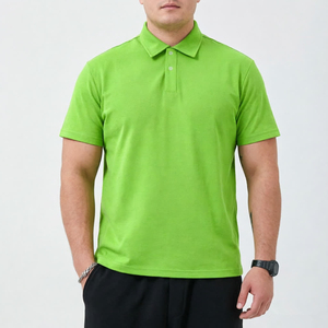 Men's Navy <b>Blue</b> Short Sleeve <b>Polo</b> <b>Shirt</b> Solid Color Casual Style Breathable Woven Fabric Regular Fit - Product Image 5