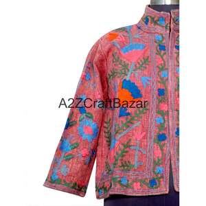 Chaqueta Bomber A2ZCraftBazar con Bordado a Máquina, Volantes, Estampado Floral, Cuello en V, Algodón, Informal, para Fiestas de Invierno/Primavera - Product Image 2