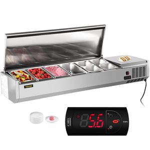 Stazione di preparazione per condimenti refrigerati da cucina da 60 pollici 150W tavola per insalata Sandwich/insalata da 16,8 qt 4 padelle 1/3 4 1/6 - Product Image 1