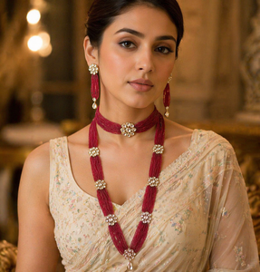 Indian Stylish Layered Pearl Rani Haar Long Kundan Necklace Zircon Alloy Jewellery Set Wedding Engagement Party Gift Hiphop Gold - Product Image 1