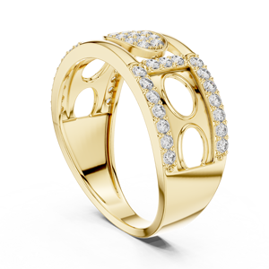 Bague de luxe ovale en moissanite pavée |   Bague de créateur en argent sterling plaqué or 14 carats pour homme et femme - Product Image 1
