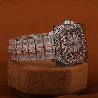 Montre de luxe carrée à quartz, incrustée de moissanite argentée, cadran analogique en verre, fermoir bijou unisexe, boîtier 30 mm, bracelet 20 cm, étanche