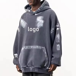 Custom Logo Oversized Hooded Sweatshirt <b>Men's</b> Casual French Terry Print Pocket Design Autumn Wear manufacturer - Product Image 4