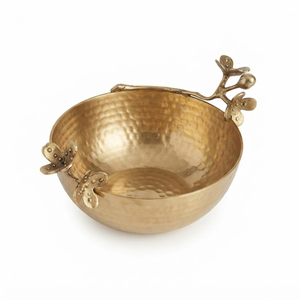 Tazón de Servir de Acero Inoxidable de Diseño Clásico y Lujo con Asa Floral de Tulipán Dorado para Centro de Mesa de Boda y Vajilla de Hotel - Product Image 4