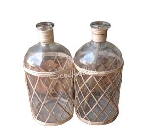 Couverture de bouteille d'eau en osier rustique vintage rotin naturel tissé porte-bouteille en verre à vin décoratif artisanat approvisionnement - Product Image 1