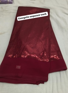 ผ้าหรูหราพรีเมียมลายปักเลื่อมแบบ Faux Georgette ประดับด้วยเลื่อมวิบวับสวยงามและงานปักด้ายอันประณีต - Product Image 6