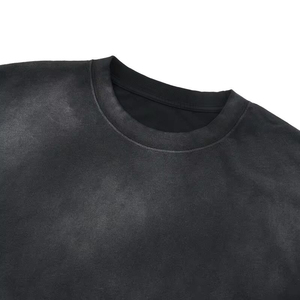 เสื้อยืดแฟชั่นใหม่สไตล์วินเทจสีดำขาวแบบย้อมสีเอซิดคุณภาพสูงสำหรับผู้ชายทรงโอเวอร์ไซส์ - Product Image 3