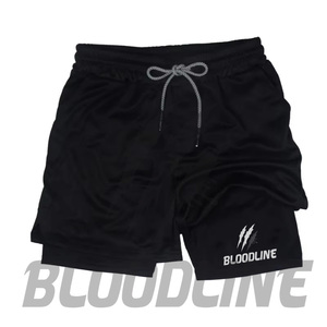 Shorts de sport Bermuda en PU camouflage bleu pour homme BLOODLINE, taille mi-haute élastique, séchage rapide avec logo frontal - Product Image 4