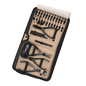 New Hair Extension tools Kit <b>Black</b> with 7In Tape In Hair Extension Plier Bead Opening Closing Plier Loop Hook & Sectioning Clips - Product Image 1
