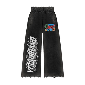 Conjunto Deportivo Personalizado para Hombre, Estilo Y2K, Lavado Ácido, Sudadera con Estampado Gráfico, Pantalones Deportivos Holgados y Desgastados, Estilo Hip Hop - Product Image 4