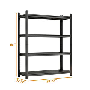 Scaffale di Stoccaggio in Metallo Nero a 4 Ripiani Regolabile in Altezza 160 cm x 115 cm x 45 cm Organizzatore Verticale per Garage, Montaggio Richiesto - Product Image 2
