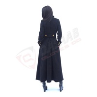 Manteau long gothique en laine noire pour femme, nouveau modèle vintage 100% laine, style steampunk, bordeaux, grande taille