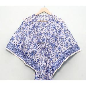 Kaftan en pur coton très demandé pour femmes, imprimé floral délicat, coupe ample, tenue décontractée d'été, idéal pour la plage. - Product Image 6