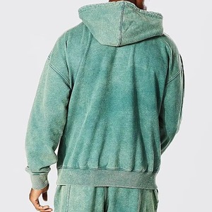Sweat à capuche personnalisé pour homme, style streetwear hiver, coupe classique, 300g, 100% coton épais, délavé à l'acide, doublure polaire, poche respirante - Product Image 2