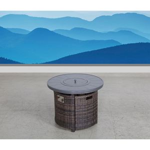 25\" H X 32\" W Espresso Aluminum Outdoor <b>Fire</b> <b>Pit</b> <b>Table</b> with Lid - Product Image 1