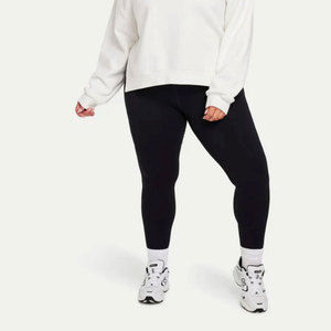 Leggings de yoga taille haute réfléchissants écologiques sans coutures, longueur intégrale, avec panneau en maille texturée côtelée, extensibles dans les quatre sens, en Spandex - Product Image 2