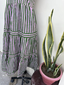 Hot Style Elegant Party a Line <b>Adjustable</b> <b>Strap</b> Dress Stripe Cotton Long Sleeveless Summer Women's Dresses - Product Image 4