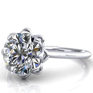 Anillo de Compromiso Clásico con Diseño de Girasol, Joyería Calista, Oro de 14K, Piedra Central de Circonio, Joyería de Alta Calidad, Regalo para Fiesta - Product Image 1