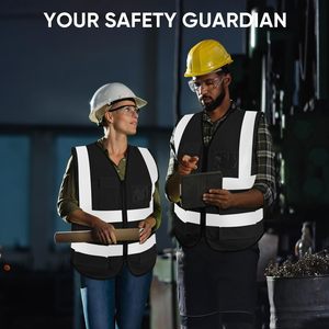 Hi Visibility Polyester Sleeveless Workwear Reflective Safety Vests for Men Women Mesh Fabric <b>Construction</b> Safety Apparel Neon - Product Image 6