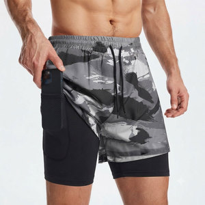 Shorts de sport 2-en-1 pour hommes de qualité supérieure avec doublure de compression, en tissu léger mélangé polyester et élasthanne, séchage rapide, prix de gros - Product Image 1