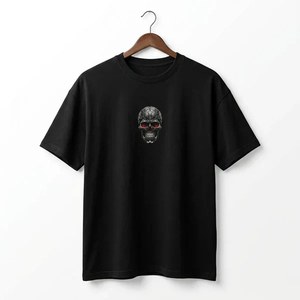 <b>Gothic</b> Skull Printed Men's Black T-<b>Shirt</b> Short Sleeve O-Neck Regular Fit Jersey Cotton - Product Image 2