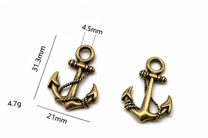 Pendentifs Ancre Vintage en Laiton Coulé Sans Nickel et Sans Plomb, Forme Personnalisée, Fermeture pour Bracelets en Cuir - Product Image 3