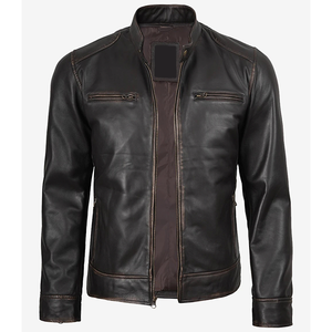 Veste chauffante tendance en cuir de vachette véritable marron foncé pour homme, modèle 2026, 100 % haute qualité, faible MOQ, collection hiver - Product Image 1