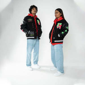 Fabricant sur mesure de vestes de baseball en cuir vintage de haute qualité pour hommes, pour l'automne et l'hiver, avec col montant et broderie. - Product Image 3