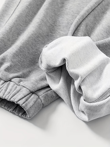 Men's Gray Sweatpants Mid Waist Drawstring Casual Joggers Pockets Autumn Wear Regular Fit Knitted Cotton Quick Dry Fleece - Product Image 6