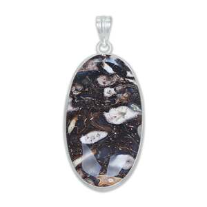 Colgantes Minimalistas de Ágata Turritella, Plateados en Plata, Hechos a Mano, con Piedra Fósil en Espiral, Joyería Artesanal al por Mayor para Mujer - Product Image 1