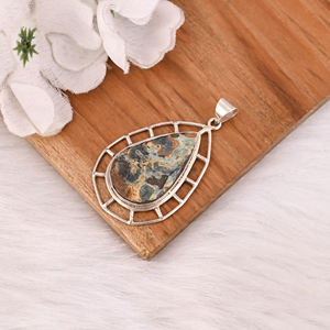 Colgante de Ópalo Boulder en Bruto, Hecho a Mano, Plata de Ley 925, Joyería Clásica Vintage para Bodas Indias - Product Image 4