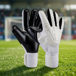 Gants de gardien de but WARPRO INDUSTRY en latex, respirants, antidérapants, à doigts entiers, fermeture à enfiler, pour hommes, blanc et noir - Product Image 3