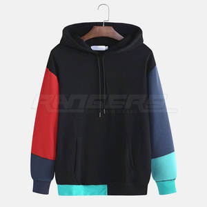 Sweat-shirt à capuche color block, taille standard, style hip-hop, design personnalisé, vêtements streetwear, mode masculine - Product Image 1